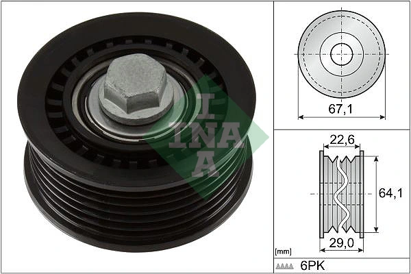 Deflection/Guide Pulley, V-ribbed belt